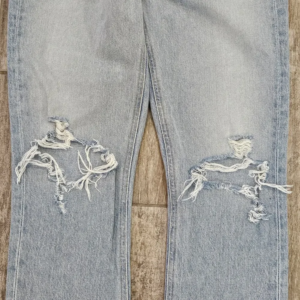 Agolde Jeans Women Size 25 Riley High Rise Crop Distressed Button Fly Light Wash
